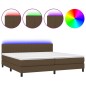 vidaXL Boxspringbett mit Matratze & LED Dunkelbraun 200x200 cm Stoff vidaXL Boxspringbett mit Matratze & LED Dunkelbraun 200x200 cm Stoff