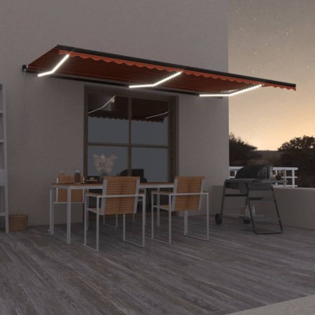 vidaXL Markise Manuell Einziehbar mit LED 600x350 cm Orange & Braun