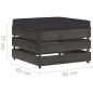 vidaXL 2-tlg. Garten-Lounge-Set mit Kissen Grau Imprägniertes Holz