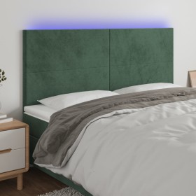 vidaXL LED Kopfteil Dunkelgrün 180x5x118/128 cm Samt