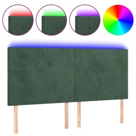 vidaXL LED Kopfteil Dunkelgrün 180x5x118/128 cm Samt