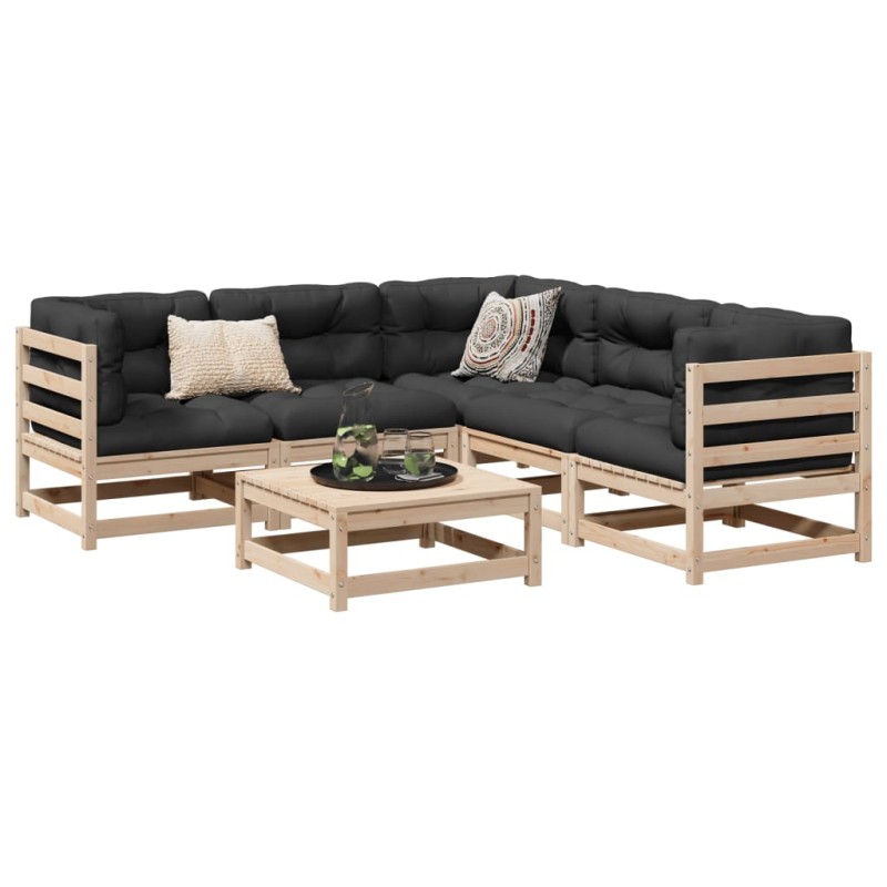 vidaXL 6-tlg. Garten-Sofagarnitur mit Kissen Massivholz Kiefer vidaXL 6-tlg. Garten-Sofagarnitur mit Kissen Massivholz Kiefer