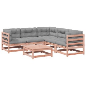 vidaXL 6-tlg. Garten-Sofagarnitur mit Kissen Massivholz Douglasie