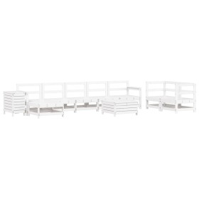 vidaXL 10-tlg. Garten-Sofagarnitur Weiß Massivholz Kiefer