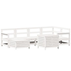 vidaXL 7-tlg. Garten-Sofagarnitur Weiß Massivholz Kiefer