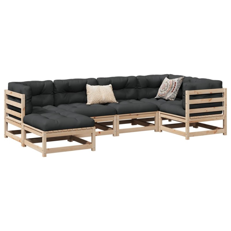 vidaXL 6-tlg. Garten-Sofagarnitur mit Kissen Massivholz Kiefer vidaXL 6-tlg. Garten-Sofagarnitur mit Kissen Massivholz Kiefer
