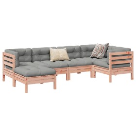 vidaXL 6-tlg. Garten-Sofagarnitur mit Kissen Massivholz Douglasie