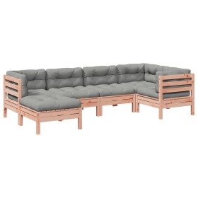 vidaXL 6-tlg. Garten-Sofagarnitur mit Kissen Massivholz Douglasie