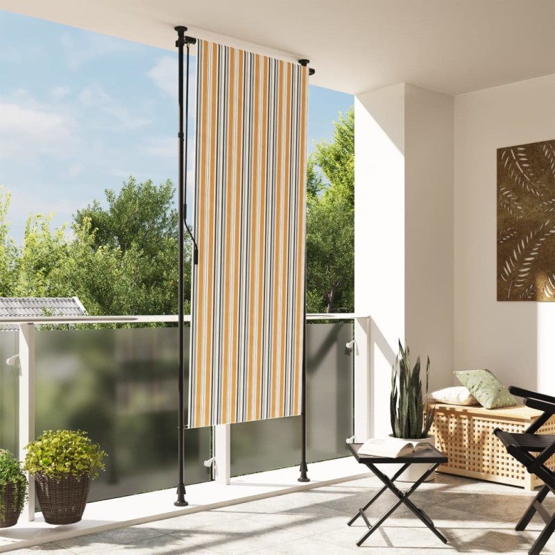 vidaXL Außenrollo Gelb und Weiß 120x270 cm Stoff und Stahl vidaXL Außenrollo Gelb und Weiß 120x270 cm Stoff und Stahl