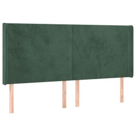 vidaXL Kopfteil mit Ohren Dunkelgrün 183x16x118/128 cm Samt