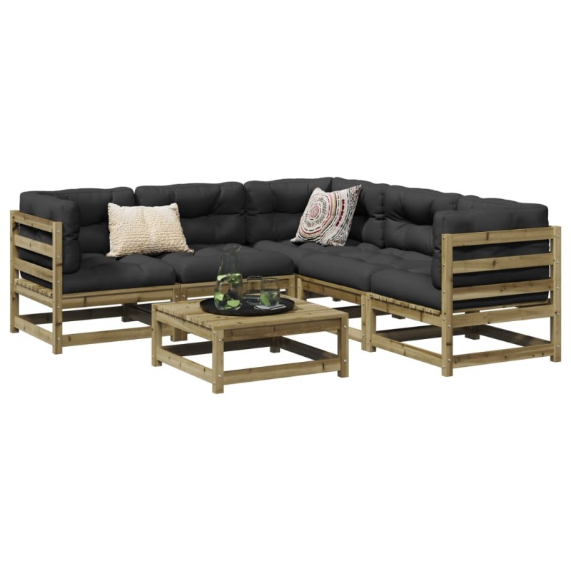 vidaXL 6-tlg. Garten-Sofagarnitur mit Kissen Kiefernholz Imprägniert vidaXL 6-tlg. Garten-Sofagarnitur mit Kissen Kiefernholz Imprägniert