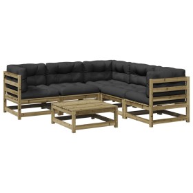 vidaXL 6-tlg. Garten-Sofagarnitur mit Kissen Kiefernholz Imprägniert