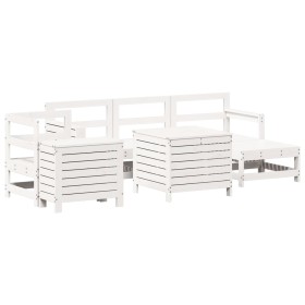 vidaXL 7-tlg. Garten-Sofagarnitur Weiß Massivholz Kiefer
