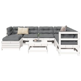 vidaXL 8-tlg. Garten-Sofagarnitur Weiß Massivholz Kiefer