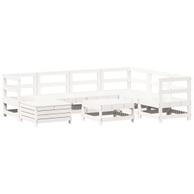 vidaXL 8-tlg. Garten-Sofagarnitur Weiß Massivholz Kiefer