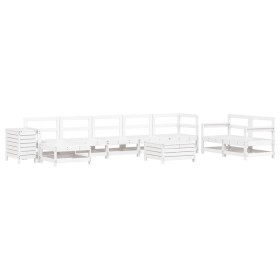 vidaXL 10-tlg. Garten-Sofagarnitur Weiß Massivholz Kiefer
