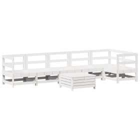 vidaXL 7-tlg. Garten-Sofagarnitur Weiß Massivholz Kiefer