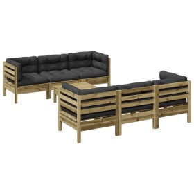 vidaXL 7-tlg. Garten-Sofagarnitur mit Kissen Kiefernholz Imprägniert