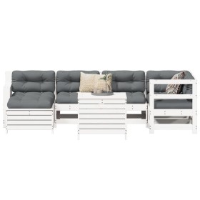 vidaXL 7-tlg. Garten-Sofagarnitur Weiß Massivholz Kiefer