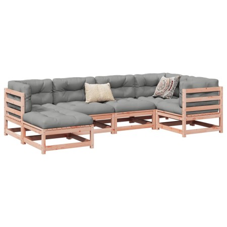 vidaXL 6-tlg. Garten-Sofagarnitur mit Kissen Massivholz Douglasie
