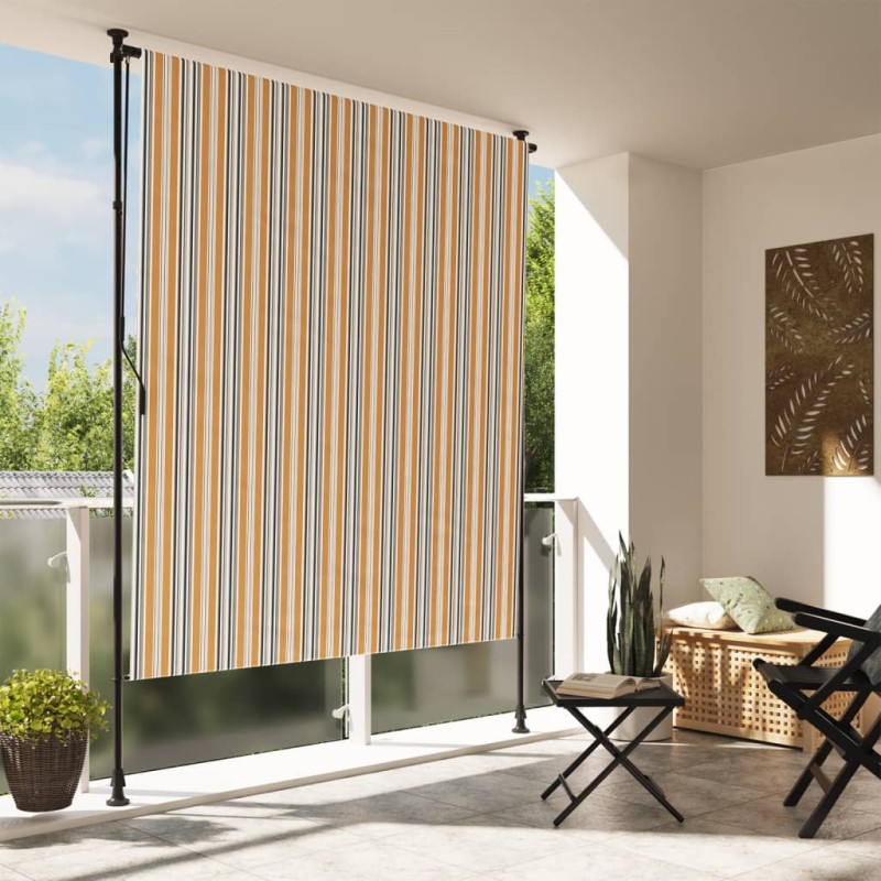 vidaXL Außenrollo Gelb und Weiß 200x270 cm Stoff und Stahl vidaXL Außenrollo Gelb und Weiß 200x270 cm Stoff und Stahl