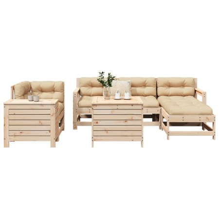 vidaXL 7-tlg. Garten-Sofagarnitur Massivholz Kiefer