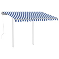 Gelenkarmmarkise Automatisch mit Pfosten 3x2,5 m Blau Weiß