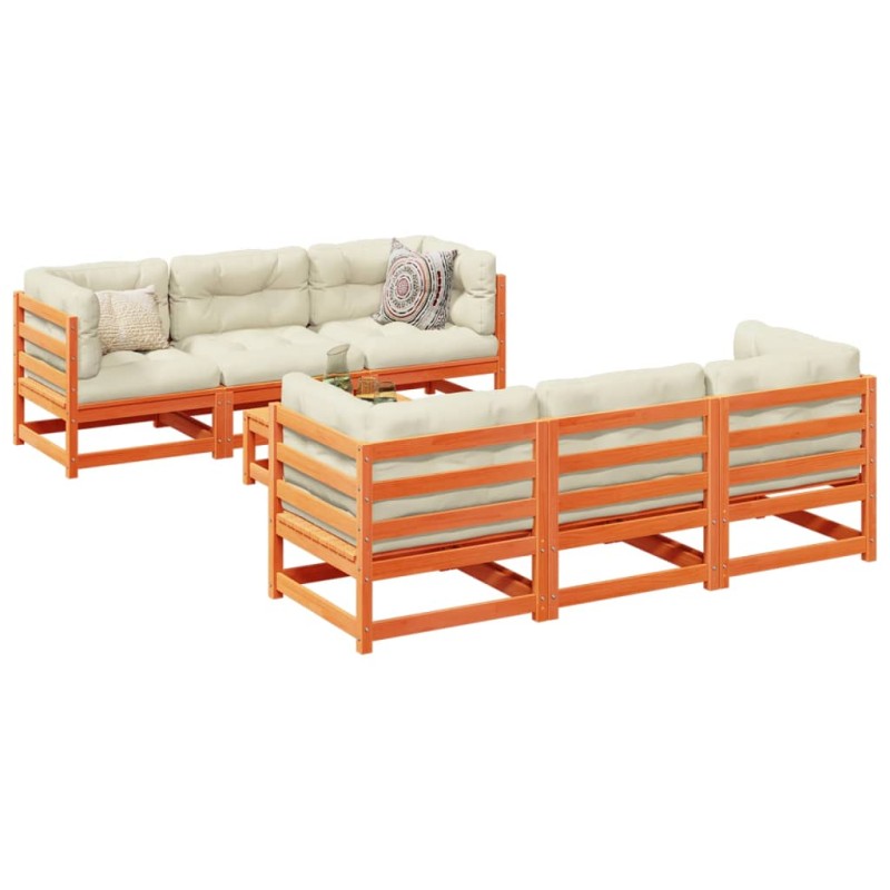 vidaXL 7-tlg. Garten-Sofagarnitur mit Kissen Wachsbraun Kiefernholz vidaXL 7-tlg. Garten-Sofagarnitur mit Kissen Wachsbraun Kiefernholz