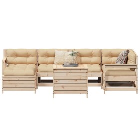 vidaXL 7-tlg. Garten-Sofagarnitur Massivholz Kiefer