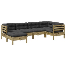 vidaXL 6-tlg. Garten-Sofagarnitur mit Kissen Kiefernholz Imprägniert