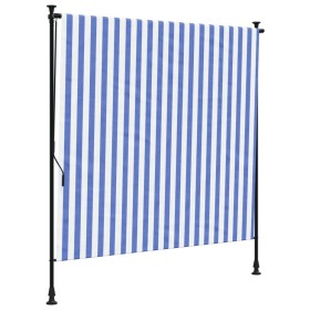 vidaXL Außenrollo Blau und Weiß 150x270 cm Stoff und Stahl