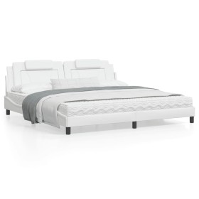 vidaXL Bett mit Matratze Weiß 200x200 cm Kunstleder