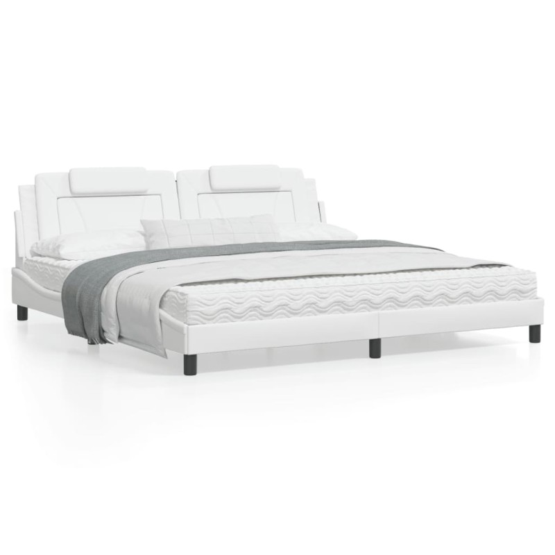 vidaXL Bett mit Matratze Weiß 200x200 cm Kunstleder vidaXL Bett mit Matratze Weiß 200x200 cm Kunstleder