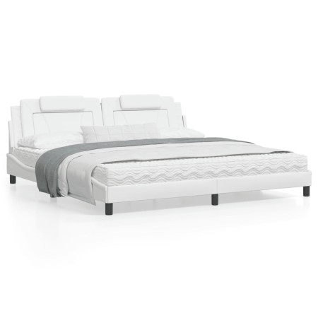vidaXL Bett mit Matratze Weiß 200x200 cm Kunstleder