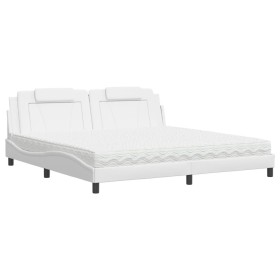 vidaXL Bett mit Matratze Weiß 200x200 cm Kunstleder