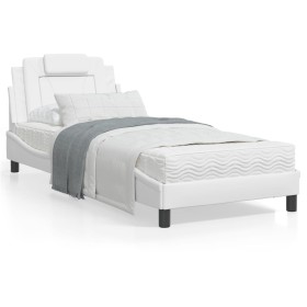 vidaXL Bett mit Matratze Weiß 90x190 cm Kunstleder