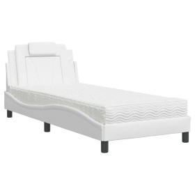vidaXL Bett mit Matratze Weiß 90x190 cm Kunstleder