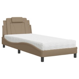 vidaXL Bett mit Matratze Cappuccino-Braun 90x190 cm Kunstleder