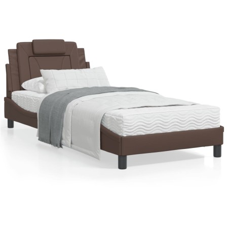 vidaXL Bett mit Matratze Braun 90x190 cm Kunstleder
