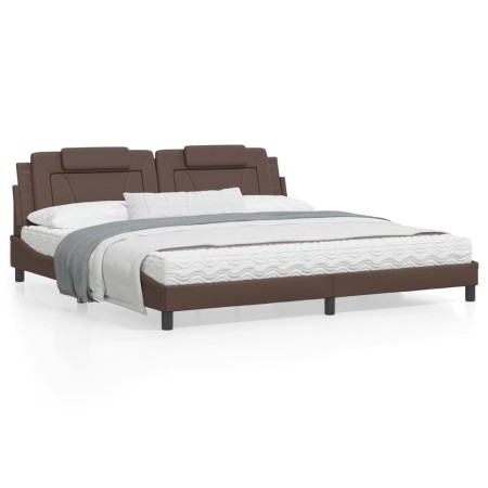 vidaXL Bett mit Matratze Braun 200x200 cm Kunstleder