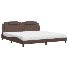 vidaXL Bett mit Matratze Braun 200x200 cm Kunstleder