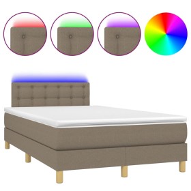 vidaXL Boxspringbett mit Matratze & LED Taupe 120x190 cm Stoff