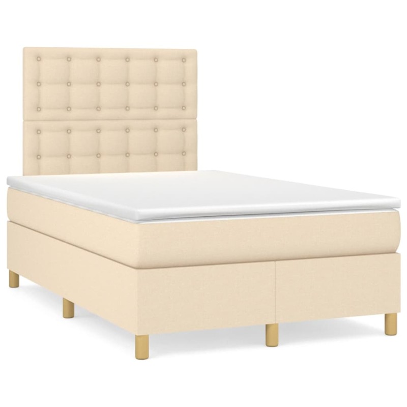 vidaXL Boxspringbett mit Matratze & LED Creme 120x190 cm Stoff vidaXL Boxspringbett mit Matratze & LED Creme 120x190 cm Stoff