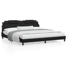 vidaXL Bett mit Matratze Schwarz 200x200 cm Kunstleder