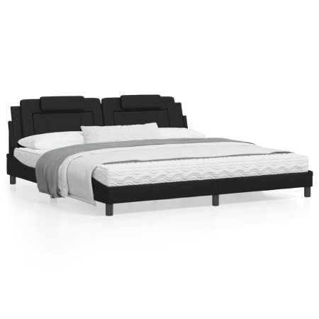 vidaXL Bett mit Matratze Schwarz 200x200 cm Kunstleder
