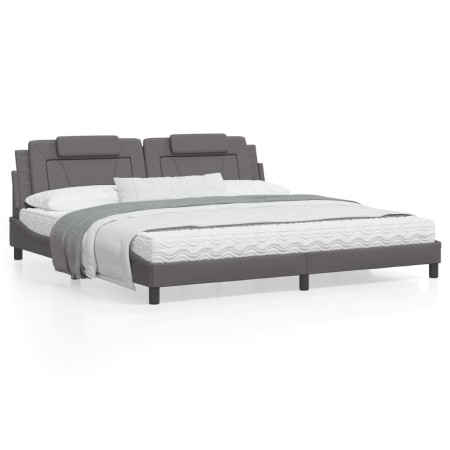 vidaXL Bett mit Matratze Grau 200x200 cm Kunstleder