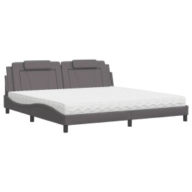 vidaXL Bett mit Matratze Grau 200x200 cm Kunstleder