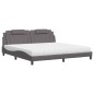 vidaXL Bett mit Matratze Grau 200x200 cm Kunstleder vidaXL Bett mit Matratze Grau 200x200 cm Kunstleder