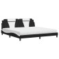vidaXL Bett mit Matratze Schwarz und Weiß 200x200 cm Kunstleder vidaXL Bett mit Matratze Schwarz und Weiß 200x200 cm Kunstleder