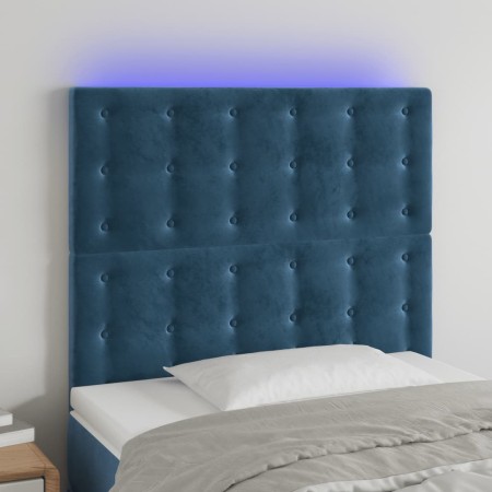 vidaXL LED Kopfteil Dunkelblau 90x5x118/128 cm Samt